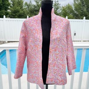 CONNIE ROBERSON Pink Madrid Suzette 100% Silk Jacquard Jacket Women’s Large